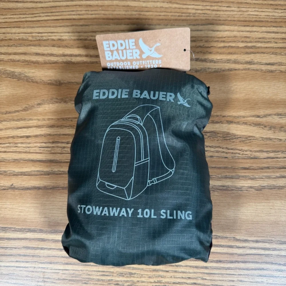 Eddie Bauer Stowaway 10L Sling Backpack Crossbody Lightweight Gray NWT